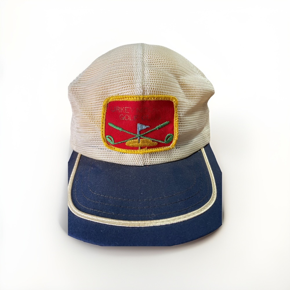 VTG Full Mesh Turkey Mountain Golf Course Trucker Hat Cap White Trim Band USA